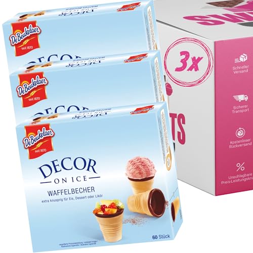 DeBeukelaer Waffelbecher | Eiswaffeln | Keksbecher | 60 Becher pro Packung | De Beukelaer Decor On Ice (3 Packungen á 230g) von SWEETS´N FOOD