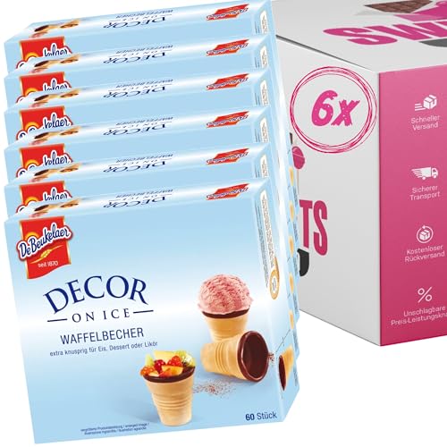 DeBeukelaer Waffelbecher | Eiswaffeln | Keksbecher | 60 Becher pro Packung | De Beukelaer Decor On Ice (6 Packungen á 230g) von SWEETS´N FOOD