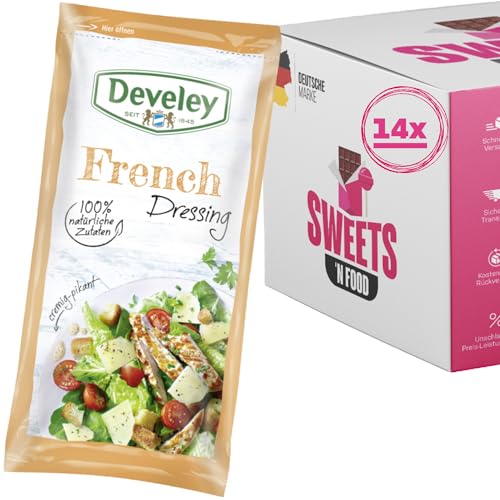 Develey Salatdressing Sortiment – Verschiedene Sorten – Glutenfrei, Laktosefrei, 14x75ml Portionsbeutel (French (14x25g)) von SWEETS´N FOOD