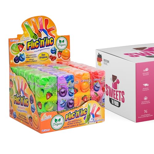 Flic'n'Lic Flicnlic Lutscher Lollies - 24 Stück im Display | Mit stylishem SWEETS´N FOOD Packband verpackt von SWEETS´N FOOD