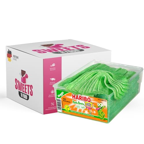 Haribo Pasta Basta - verschiedene Sorten – Vegane Saure Schnüre (150 Stück) (Pasta Basta Apfel) von SWEETS´N FOOD