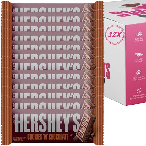 Hershey’s Schokoladen-Riegel Multipack – 12er Packung – Verschiedene Sorten zur Auswahl (Tafel, 12x Hershey`s Cookies´n´Chocolate) von SWEETS´N FOOD