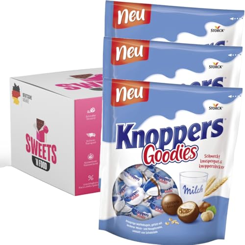 Knoppers Goodies Schokokugeln | Knusprige Waffel-Schoko-Haselnuss Kugeln | Knoppers Kugeln | Perfekter Snack für Zwischendurch (3x 180g) von SWEETS´N FOOD