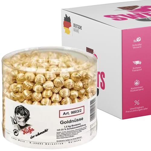 Küfa Goldnüsse 1,5kg Dose | Bonbons mit Schokocremefüllung | Schokobonbons von SWEETS´N FOOD