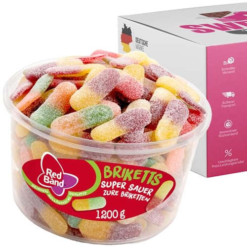 Red Band Fruchtgummi Dosen | Saure Zungen, Pilze, Schnuller & Mehr | Großpackungen für Party, Büro oder als Geschenk (Briketts 1200g) von SWEETS´N FOOD