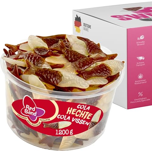 Red Band Fruchtgummi Dosen | Saure Zungen, Pilze, Schnuller & Mehr | Großpackungen für Party, Büro oder als Geschenk (Cola Hechte 1200g) von SWEETS´N FOOD