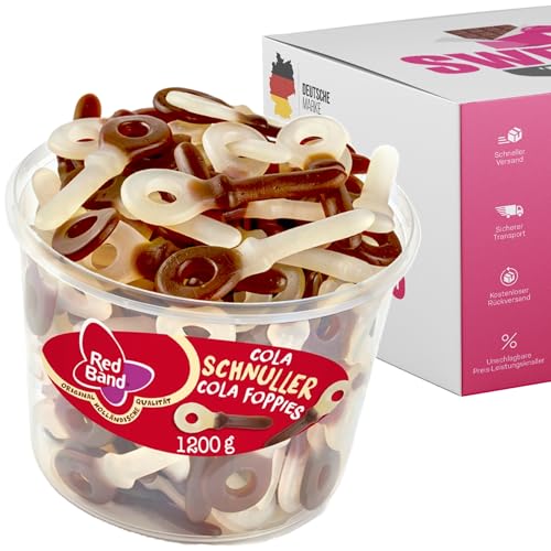 Red Band Fruchtgummi Dosen | Saure Zungen, Pilze, Schnuller & Mehr | Großpackungen für Party, Büro oder als Geschenk (Cola Schnuller 1200g) von SWEETS´N FOOD