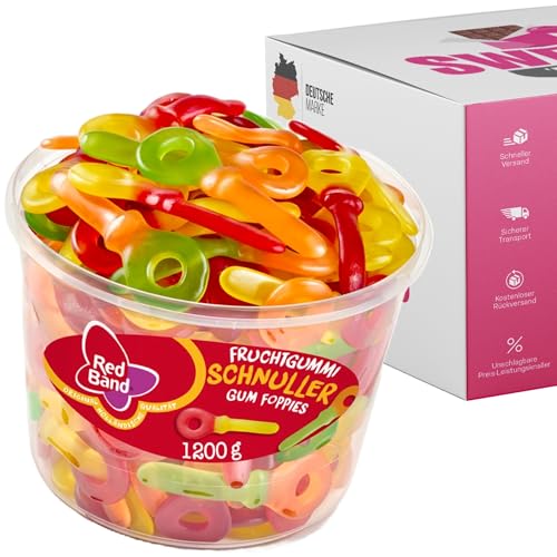 Red Band Fruchtgummi Dosen | Saure Zungen, Pilze, Schnuller & Mehr | Großpackungen für Party, Büro oder als Geschenk (Fruchtgummi Schnuller 1200g) von SWEETS´N FOOD