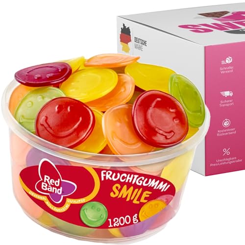 Red Band Fruchtgummi Dosen | Saure Zungen, Pilze, Schnuller & Mehr | Großpackungen für Party, Büro oder als Geschenk (Fruchtgummi Smile 1200g) von SWEETS´N FOOD