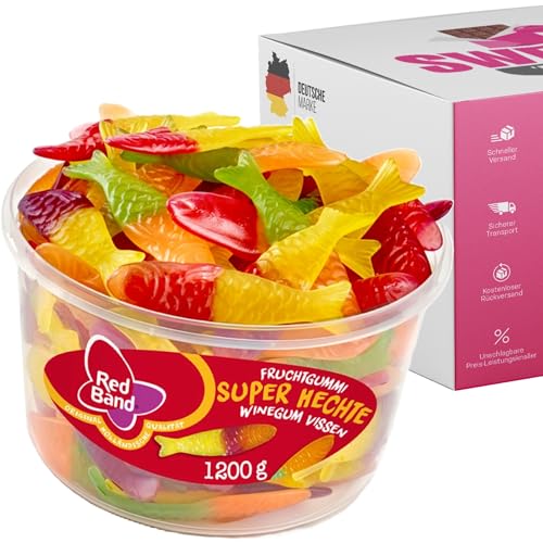 Red Band Fruchtgummi Dosen | Saure Zungen, Pilze, Schnuller & Mehr | Großpackungen für Party, Büro oder als Geschenk (Super Hechte 1200g) von SWEETS´N FOOD