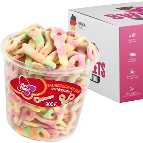 Red Band Fruchtgummi Dosen | Saure Zungen, Pilze, Schnuller & Mehr | Großpackungen für Party, Büro oder als Geschenk (Zauberschnuller 900g) von SWEETS´N FOOD