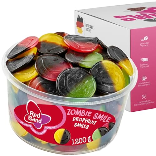 Red Band Fruchtgummi Dosen | Saure Zungen, Pilze, Schnuller & Mehr | Großpackungen für Party, Büro oder als Geschenk (Zombie Smile 1200g) von SWEETS´N FOOD