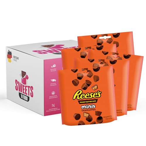 Reese's Minis Unwrapped – 5x90g – Peanut Butter Cups – Schokoladige Süßigkeiten mit Erdnussbutter – Perfekt für Halloween, Adventskalender & Süßigkeitenboxen von SWEETS´N FOOD