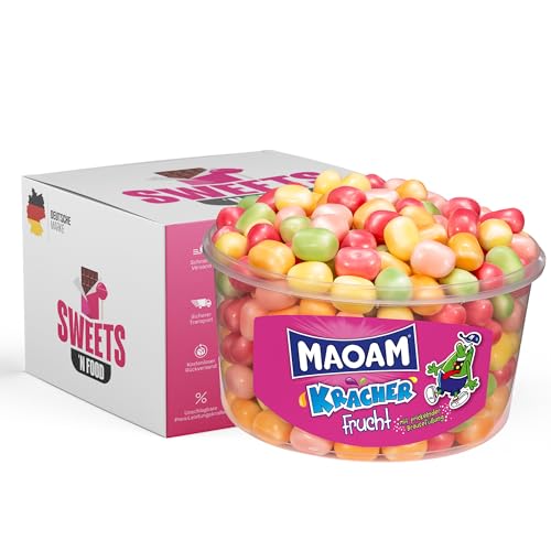 SWEETS'N FOOD Maoam Kracher - knackig, fruchtige Kaubonbons mit Brausefüllung - Fruchtkracher - Blau - Red Berries - Dose 1200 Gramm (Frucht Kracher) von SWEETS´N FOOD