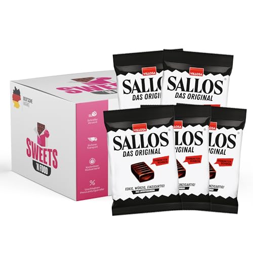 Sallos - 5er Pack scharfe Lakritzbonbons | verschiedene Sorten | Deutsche Qualität, ideal als Geschenkbox (5x Sallos Original) von SWEETS´N FOOD