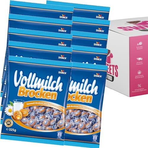 Storck Vollmilch-Brocken 5x325g | 10x 325g | 15x 325g | Cremige Vollmilchschokolade | Karamellbonbons | Großpackung Bonbons (10x 325g) von SWEETS´N FOOD