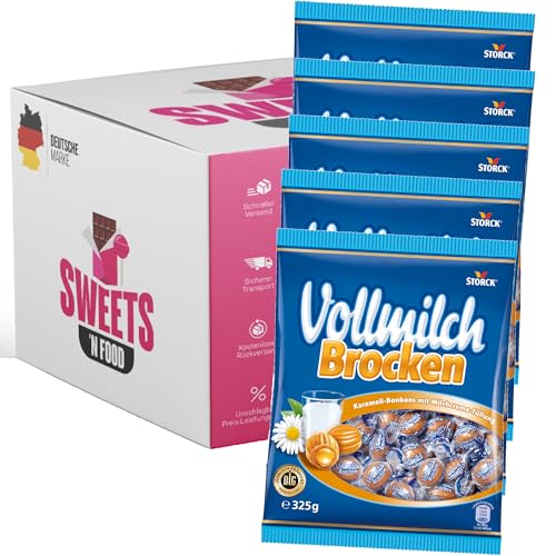 Storck Vollmilch-Brocken 5x325g | 10x 325g | 15x 325g | Cremige Vollmilchschokolade | Karamellbonbons | Großpackung Bonbons (5x 325g) von SWEETS´N FOOD