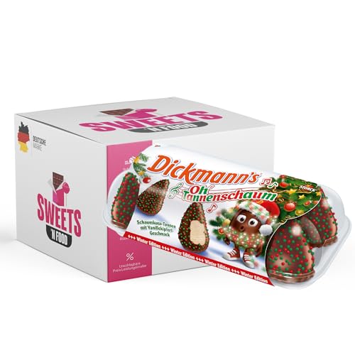 Super Dickmann's Oh Tannenschaum Schaumküsse 8er 172g – Weihnachtssüßigkeiten | + Mit stylishem SWEETS´N FOOD Packband verpackt von SWEETS´N FOOD