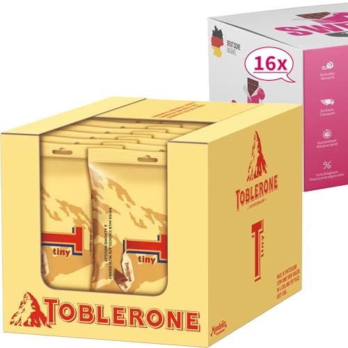 Toblerone Tiny 16x280g Maxi-Vorrat an Mini-Schokoladengenuss | Toblerone Mini's im 16er-Pack | Nussschokolade von SWEETS´N FOOD