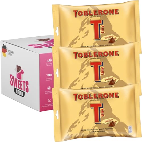 Toblerone Tiny Schokolade: Der 3er-Pack mit insgesamt 840g eignet sich hervorragend als Geschenk oder zum Befüllen von Adventskalendern und Partytüten | Toblerone Minis von SWEETS´N FOOD