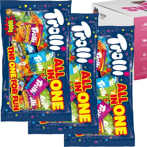 Trolli All In One 1000g | Fruchtgummi & Gummibärchen Mix in Mini-Tüten | Großpackung Süßigkeiten | Ideal für Halloween, Adventskalender, Partys (3x Trolli All In One 1000g) von SWEETS´N FOOD