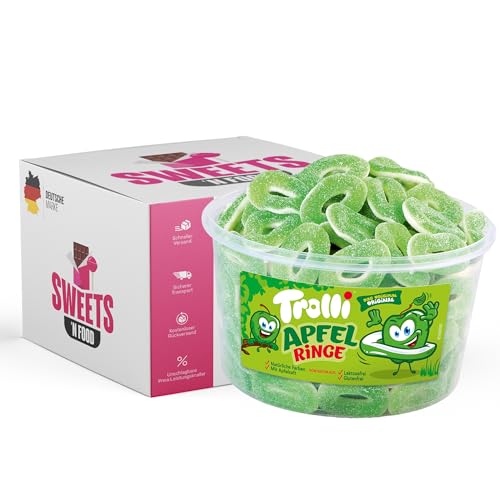 Trolli Dose - Verschiedene Sorten - Perfekt für Party, Advenskalender & Halloween - Großpackung - Perfekt für Naschkatzen (Trolli Apfel Ringe Dose) von SWEETS´N FOOD