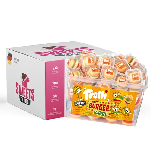 Trolli Dose - Verschiedene Sorten - Perfekt für Party, Advenskalender & Halloween - Großpackung - Perfekt für Naschkatzen (Trolli Party Burger Minis Dose) von SWEETS´N FOOD