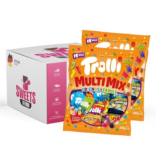 Trolli Multi Mix – 2 Tüten à 430g | 18 Mini-Packungen | Bunte Süßigkeiten-Mischung (2x 430g) von SWEETS´N FOOD