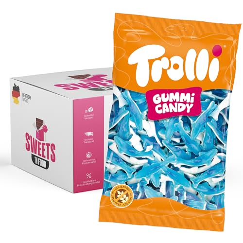 Trolli Süßigkeiten- 1 kg Beutel | Verschiedene Sorten zur Auswahl | Mit stylishem SWEETS´N FOOD Packband verpackt (Haifische) von SWEETS´N FOOD