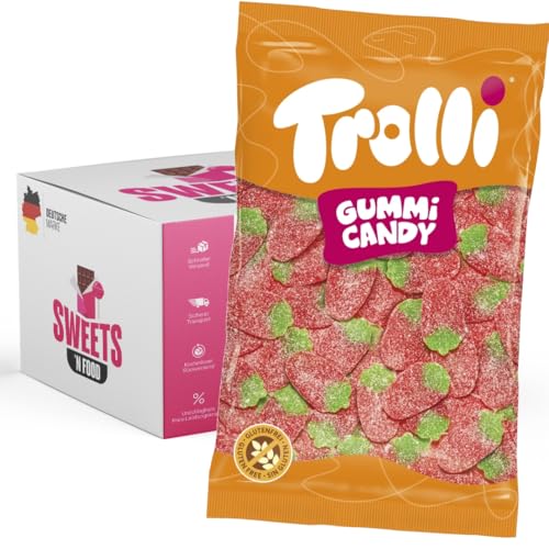 Trolli Süßigkeiten- 1 kg Beutel | Verschiedene Sorten zur Auswahl | Mit stylishem SWEETS´N FOOD Packband verpackt (Saure Erdbeeren) von SWEETS´N FOOD