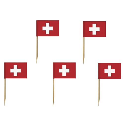 200 Flaggen-Picker Flag-Pin Länder nach Wahl 7 cm Pickser Deko Fahnen Fingerfood (Schweiz (Switzerland)) von SWS