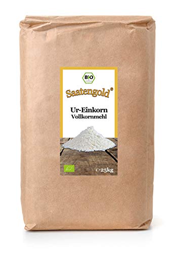 SAATENGOLD Ur-Getreide Bio-Mehle Mehl Vollkorn, Dinkel, Kamut (Einkorn, 25 kg) von Saatengold