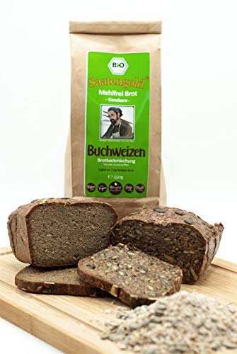 Saatengold ‚Mehlfreibrot‘ -grob körnig- Brotbackmischung | Bio, ohne Mehl, Hefe etc. | Rezeptur & Idee Bäckermeister Hermann Stein | (Buchweizen 550g) von Saatengold