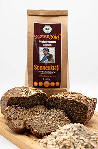 Saatengold ‚Mehlfreibrot‘ -grob körnig- Brotbackmischung | Bio, ohne Mehl, Hefe etc. | Rezeptur & Idee Bäckermeister Hermann Stein | (Sonnenkraft 600g) von Saatengold