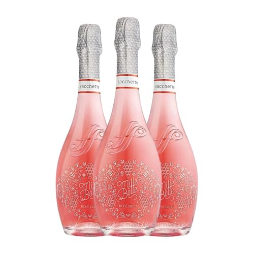 Sacchetto Mille Bolle Spumante Rosé Brut Venezia 75 cl Rosé Sekt (Karton mit 3 Flaschen von 75 cl) von Sacchetto