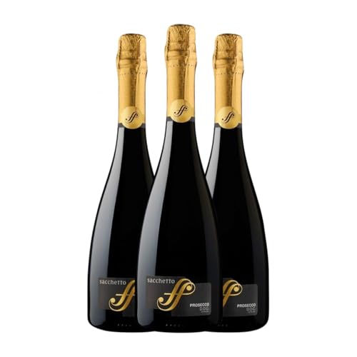 Sacchetto Spumante Extra Dry Glera Extra Trocken Prosecco 75 cl Weißer Sekt (Karton mit 3 Flaschen von 75 cl) von Sacchetto