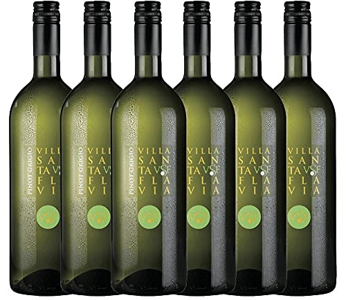 VINELLO 6er Weinpaket - Pinot Grigio 1,0 l 2021 - Villa Santa Flavia mit einem VINELLO.weinausgießer | 6 x 0,75 Liter von Sacchetto