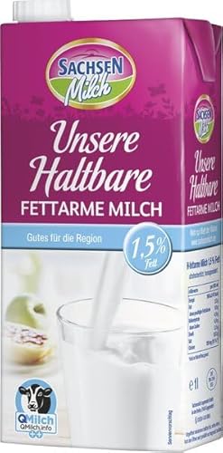 SACHSENMILCH H-Milch - 1,5% Fett, 12x 1 Liter; Sie erhalten 1 Stück von Sachsenmilch