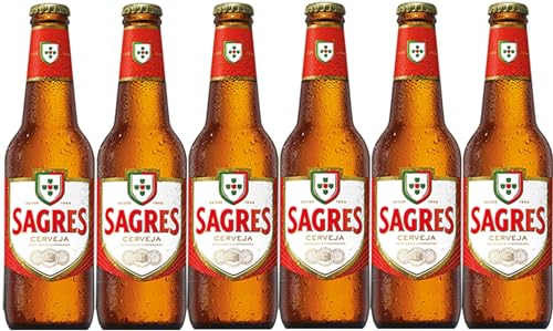 Sagres 6x0,33l - Bierpaket mit 6 Flaschen - Lagerbier aus Portugal von LNEE