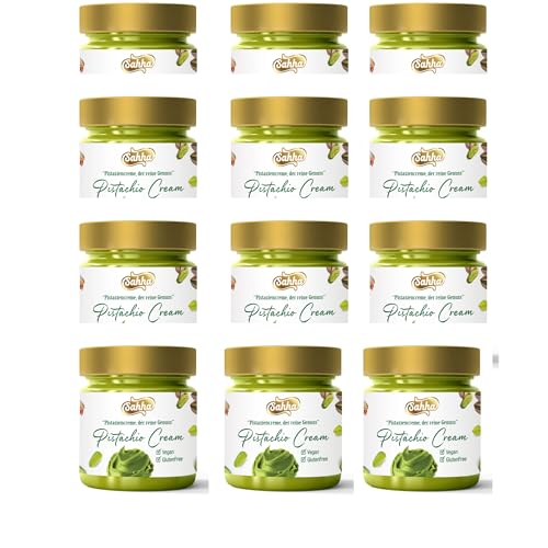 Premium Pistaziencreme - 30% Pistazien, Vegan, Glutenfrei, Ohne Farbstoffe & Konservierungsmittel, 200 gx 12 von Sahha