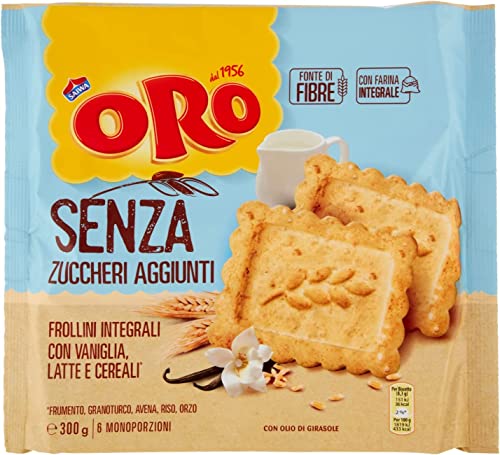 Oro Saiwa Frollino Integrale Vollkornkekse mit Vanille Milch und Müsli 300g Vollkorn-Shortbread ohne Zuckerzusatz biscuits cookies 100% Italienische Kekse von ORO SAIWA