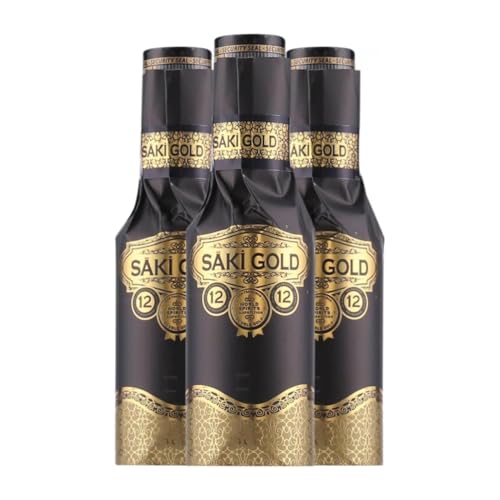 Anislikör Saki Raki Gold Kleine Flasche 20 cl (Karton mit 3 Kleine Flasche von 20 cl) von Saki Raki