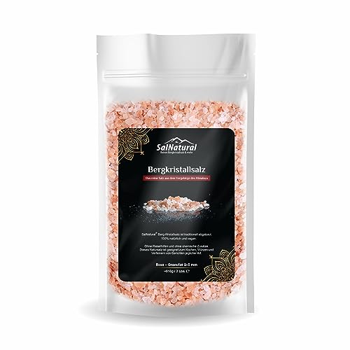 SalNatural© Rosa Granulat kristallsalz für Salzmühlen, grobes Natur-Steinsalz (bekannt als Himalaya Salz) aus Salt Range-Pakistan. 100% Naturbelassen. Wiederverschließbarer Beutel von SalNatural Reines Bergkristallsalz & mehr