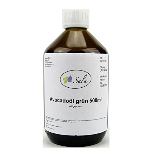 Sala Avocadoöl roh grün kaltgepresst 500 ml Glasflasche von Sala