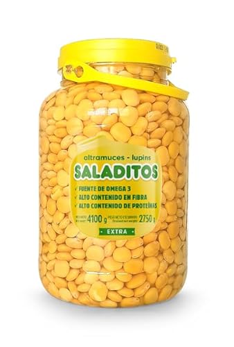 Saladitos - Weiße Lupinenbohnen gekocht und eingelegt in Salzlake - Lupinen Bohnen im Packung 2750g von Salatidos