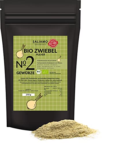 250g BIO Zwiebel Pulver fein, schonend getrocknete BIO Zwiebeln, hochwertiges Zwiebelpulver in bester BIO-Qualität | Saliamo von Saliamo