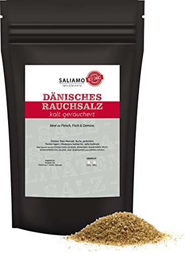 250g Dänisches Premium Buchenrauch Salz, intensives Buchen Raucharoma für Fleisch, Fisch und Gemüse, feine Körnung | Saliamo von Saliamo