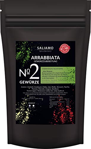 100g Arrabbiata Gewürzmischung, Arrabbiata Mischung mit Knoblauch, Arrabiata Gewürz - Italienisches Gewürzmischung für Penne Arrabiata, italienische Kräuter, Pasta Arrabiata Sauce scharf | Saliamo von Saliamo