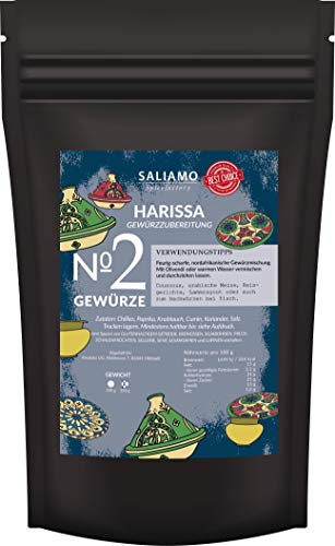 100g Harissa Gewürzmischung, zur herstellung von Harissa Paste, nordafrikanische Spezialität, auch zum würzen von Fleisch, Geflügel, Steaks, Lamm und Gemüse | Saliamo von Saliamo