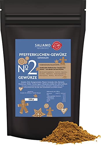 100g Honigkuchen Pfefferkuchen Gewürz, Lebkuchen Gewürzmischung, Honig Lebkuchen-Gewürz, Pfefferkuchen Gewürzmischung von Saliamo